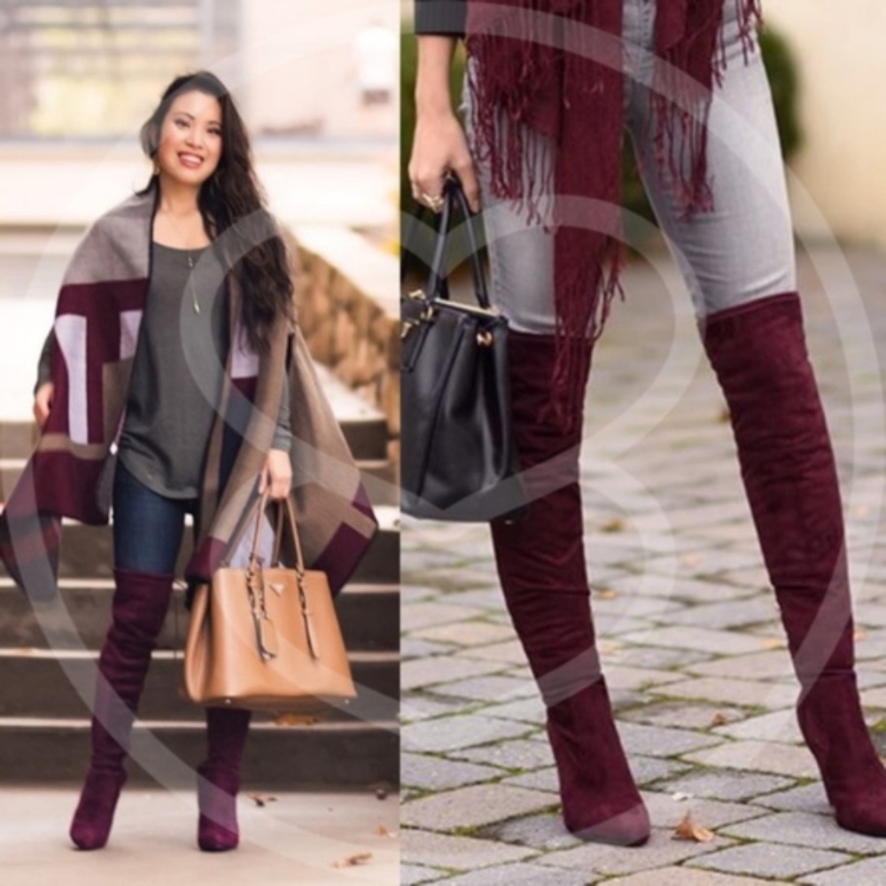 DANIELLA Over the Knee Boots - WINE - Picture 2 of 5